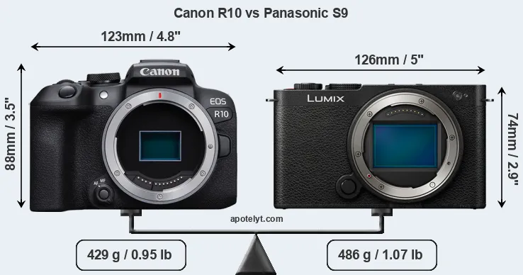 Size Canon R10 vs Panasonic S9