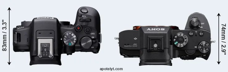 Compare R10 versus A7R III top