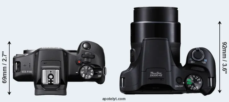 Compare R100 versus SX530 top