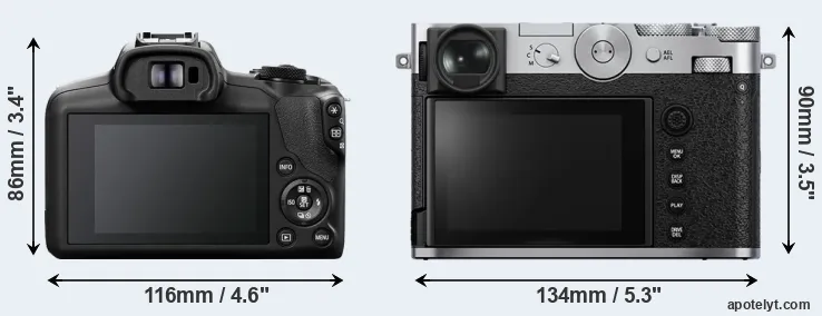 Comparison R100 or GFX 100RF rear