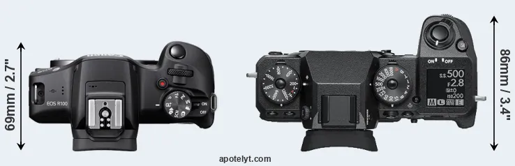 Compare R100 versus X-H1 top