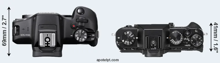 Compare R100 versus X-T20 top
