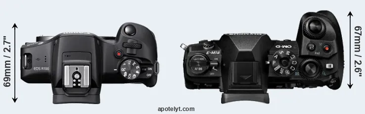 Compare R100 versus E-M1 II top