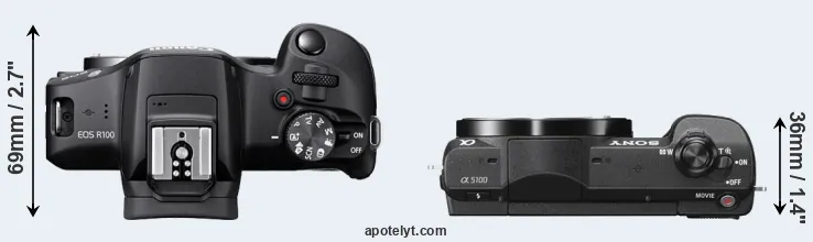 Compare R100 versus A5100 top