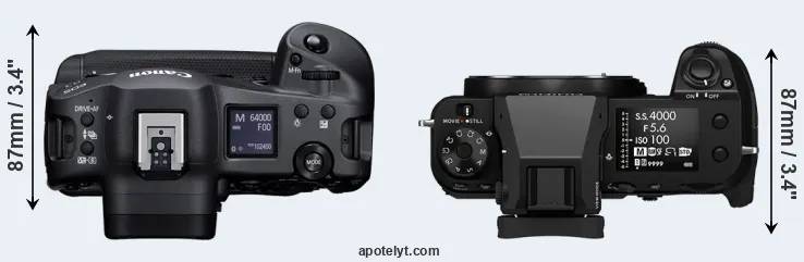 Compare R3 versus GFX 50S II top