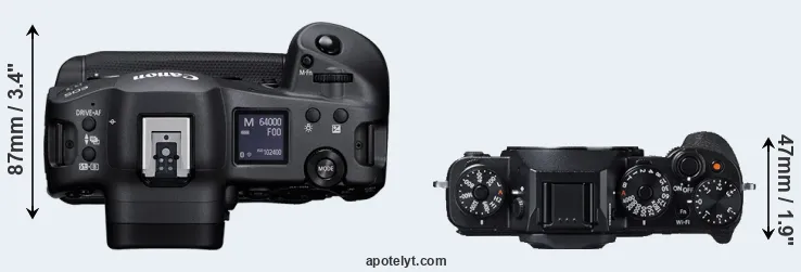 Compare R3 versus X-T1 top