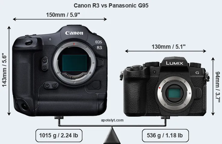 Size Canon R3 vs Panasonic G95