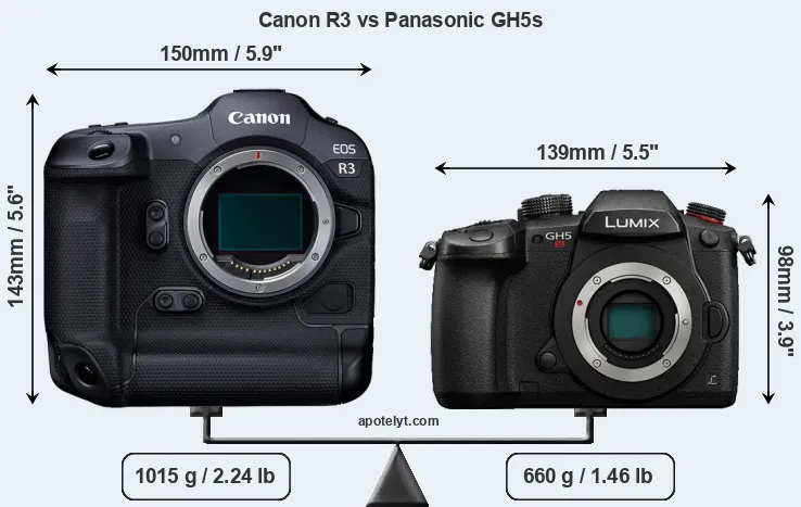 Size Canon R3 vs Panasonic GH5s