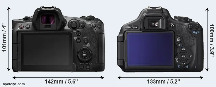 Comparison R5 C or T3i rear