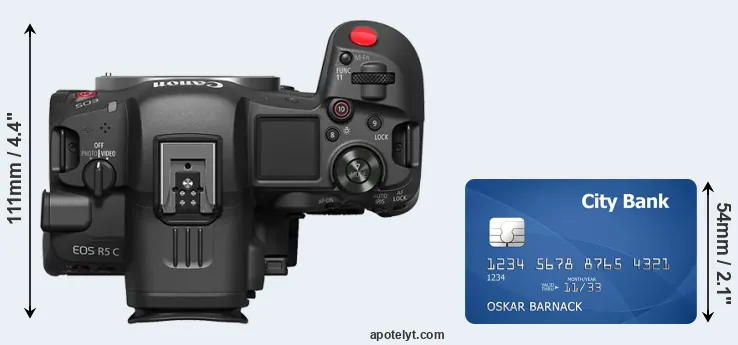 R5 C versus credit card top view