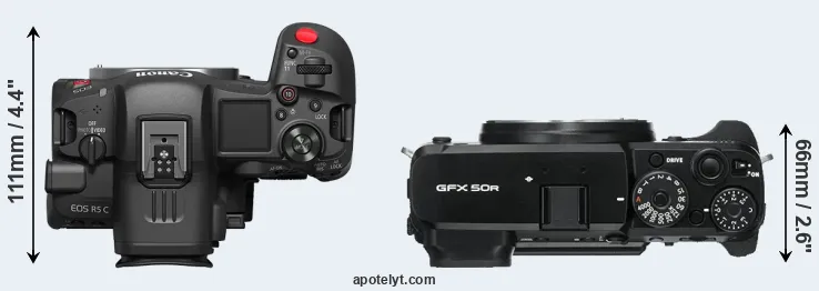 Compare R5 C versus GFX 50R top