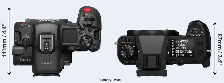Compare R5 C versus GFX 50S II top