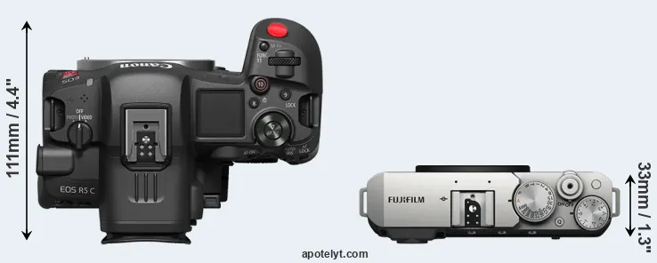 Compare R5 C versus X-E4 top