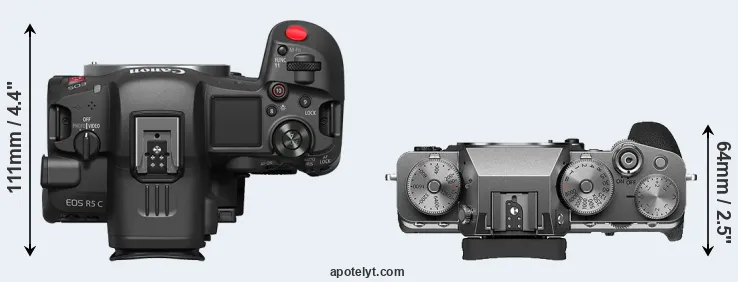Compare R5 C versus X-T4 top