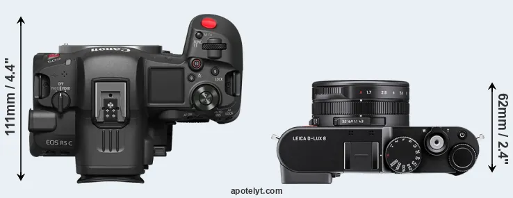 Compare R5 C versus D-LUX 8 top