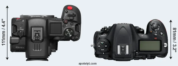 Compare R5 C versus D500 top