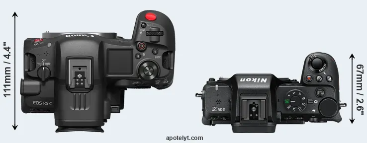Compare R5 C versus Z50 II top
