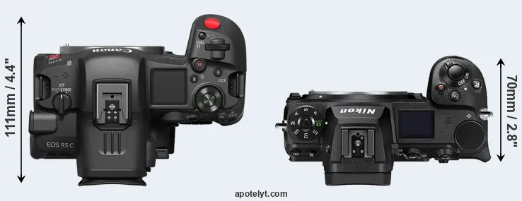 Compare R5 C versus Z7 II top