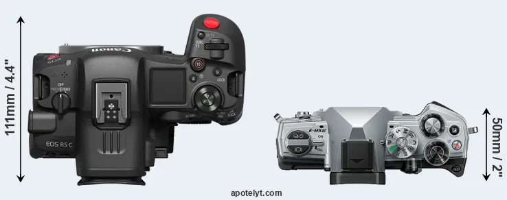 Compare R5 C versus E-M5 III top