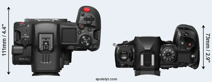 Compare R5 C versus OM-1 top
