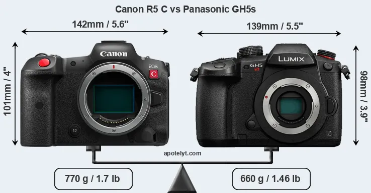 Size Canon R5 C vs Panasonic GH5s