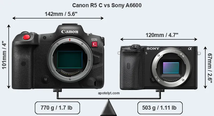 Size Canon R5 C vs Sony A6600