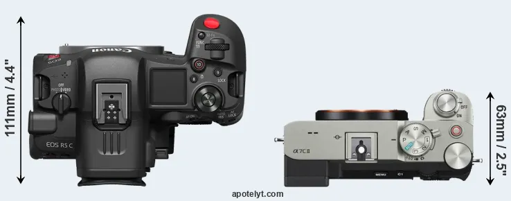 Compare R5 C versus A7C II top