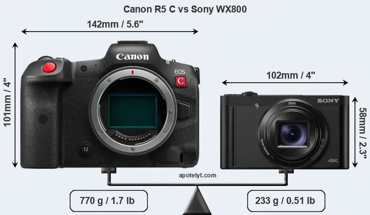 Size Canon R5 C vs Sony WX800