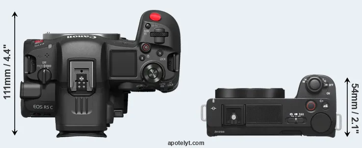 Compare R5 C versus ZV-E10 II top