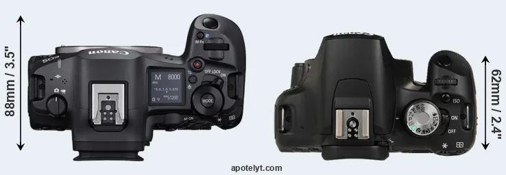 Compare R5 Mark II versus T1i top