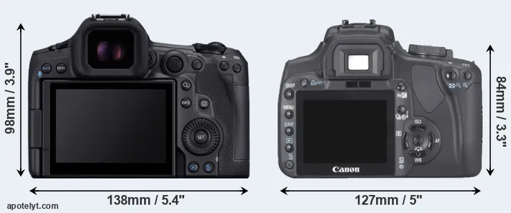Comparison R5 Mark II or XTi rear