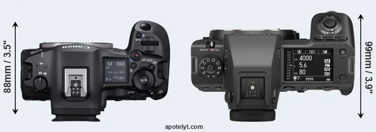 Compare R5 Mark II versus GFX 100 II top