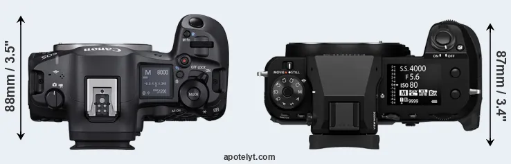 Compare R5 Mark II versus GFX 100S II top