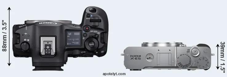Compare R5 Mark II versus X-E5 top