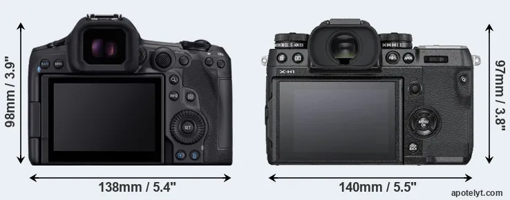Comparison R5 Mark II or X-H1 rear