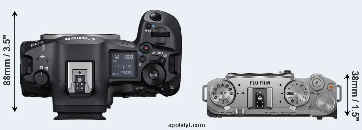 Compare R5 Mark II versus X-M5 top