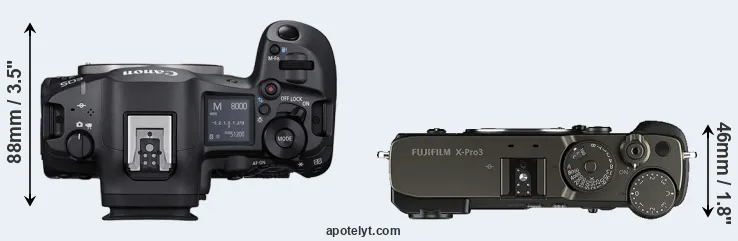 Compare R5 Mark II versus X-Pro3 top