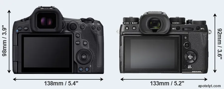 Comparison R5 Mark II or X-T2 rear