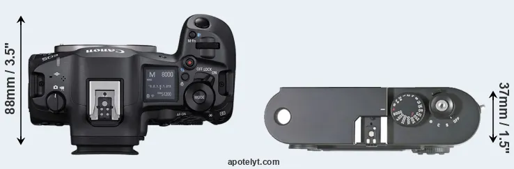 Compare R5 Mark II versus M8 top