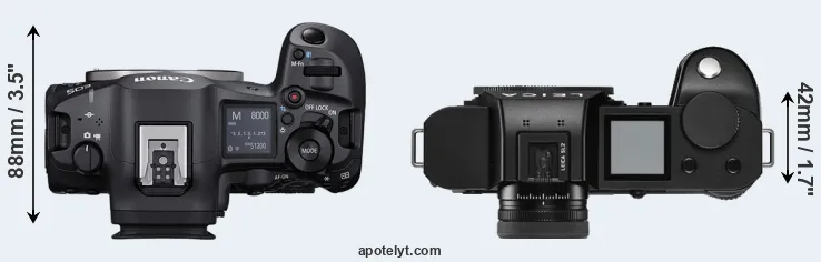 Compare R5 Mark II versus Leica SL2 top