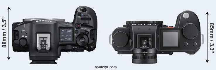 Compare R5 Mark II versus Leica SL3 top