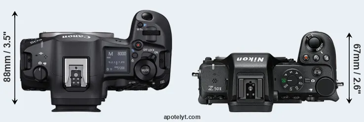 Compare R5 Mark II versus Z50 II top