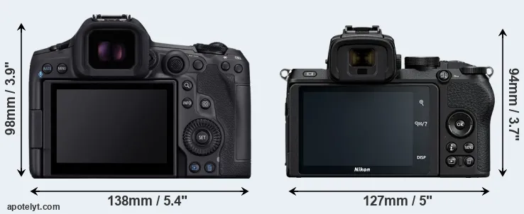 Comparison R5 Mark II or Z50 rear