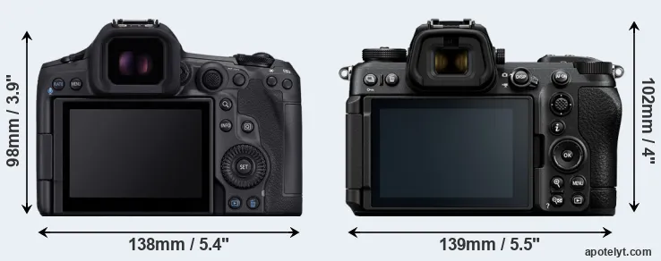 Comparison R5 Mark II or Z6 III rear