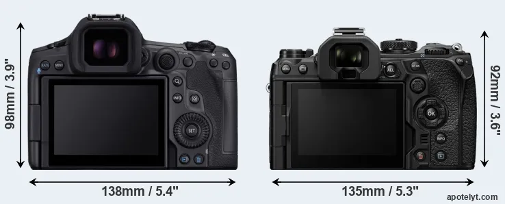 Comparison R5 Mark II or OM-1 rear