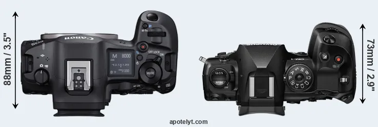 Compare R5 Mark II versus OM-1 top