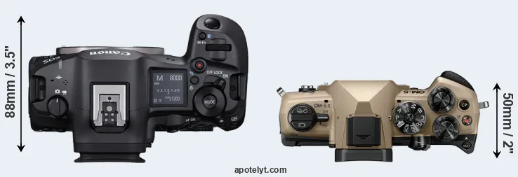 Compare R5 Mark II versus OM-5 II top