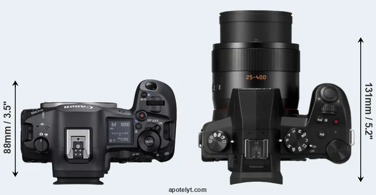 Compare R5 Mark II versus FZ1000 II top