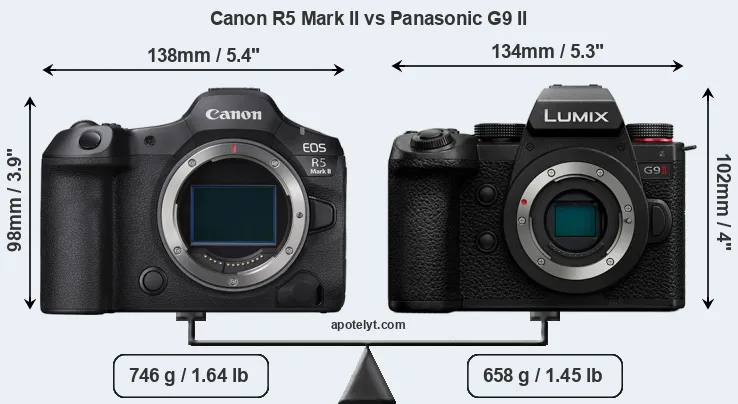Size Canon R5 Mark II vs Panasonic G9 II