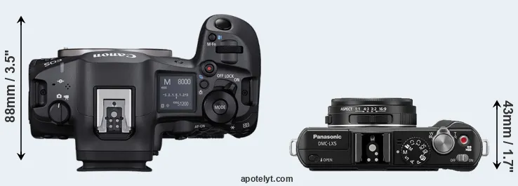 Compare R5 Mark II versus LX5 top